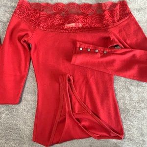 Long sleeve red body suit